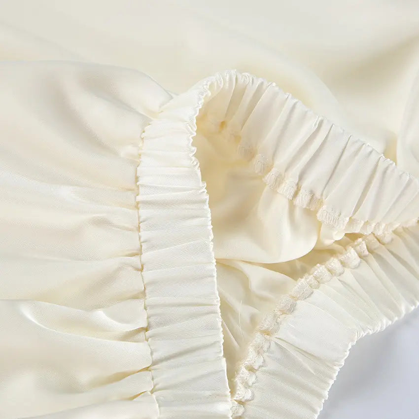 Close-up of gathered waistband