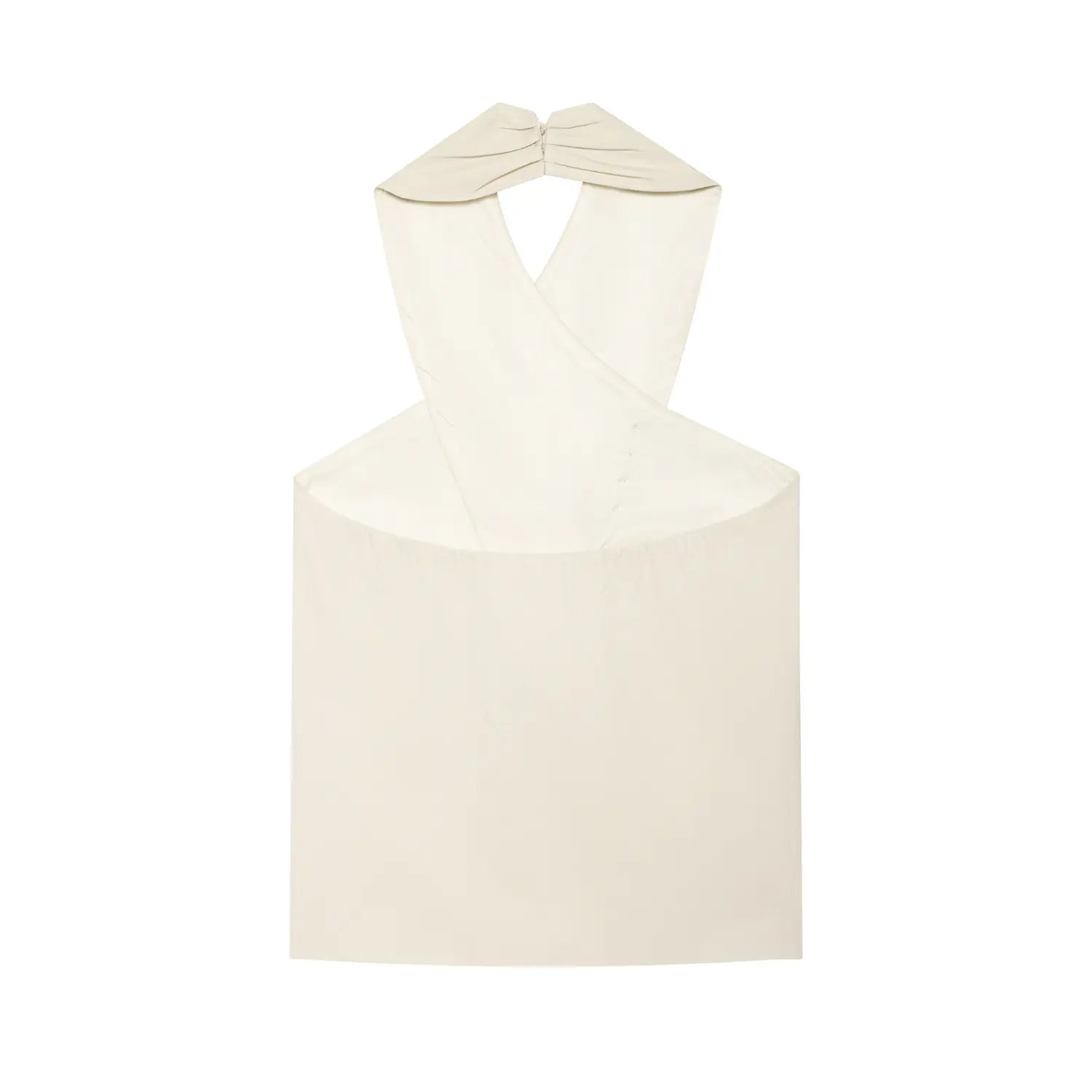 Back flat lay view of cream wrap cross halter sleeveless top