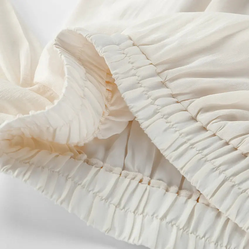 Close-up of elastic smocked cuff