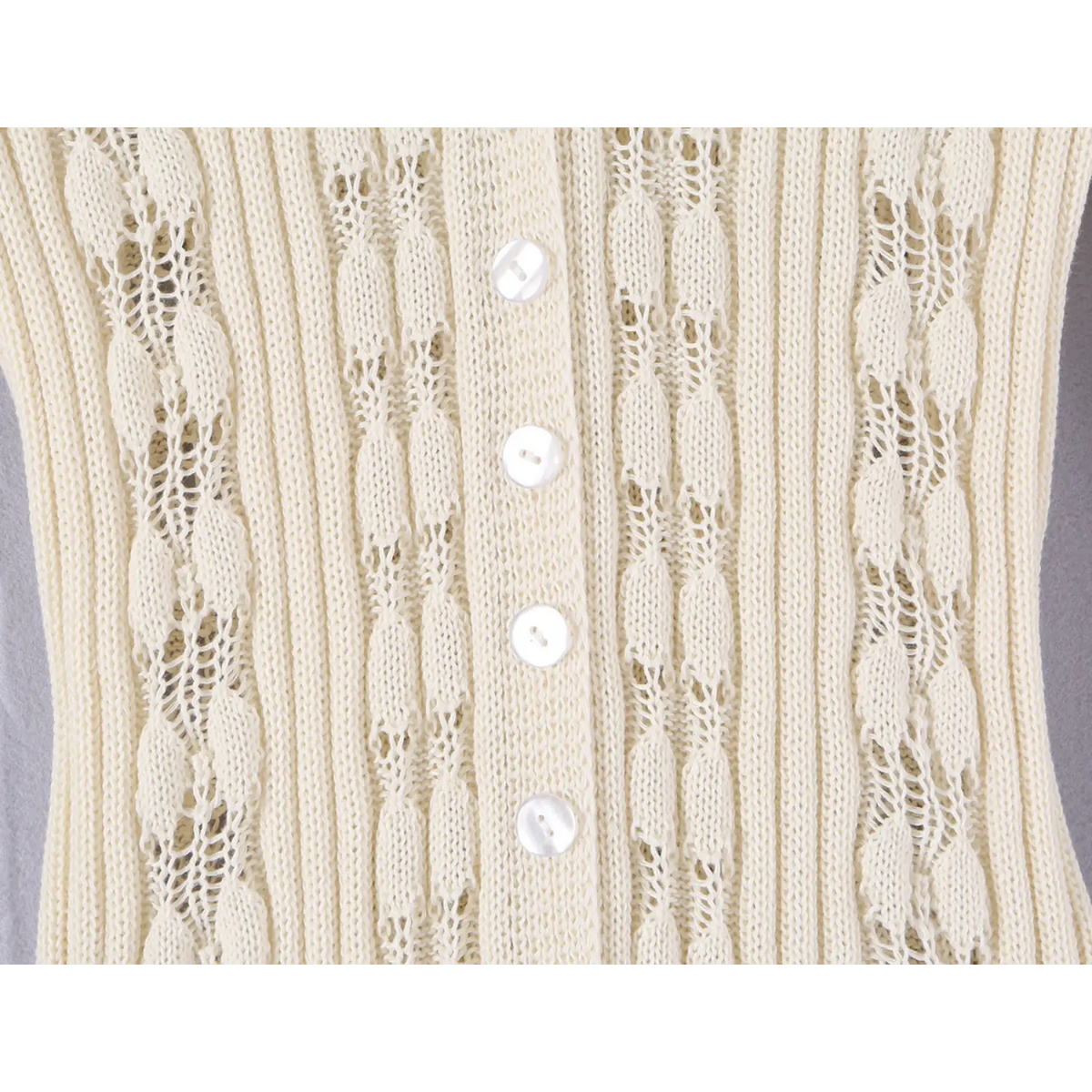 Close-up of front button placket
