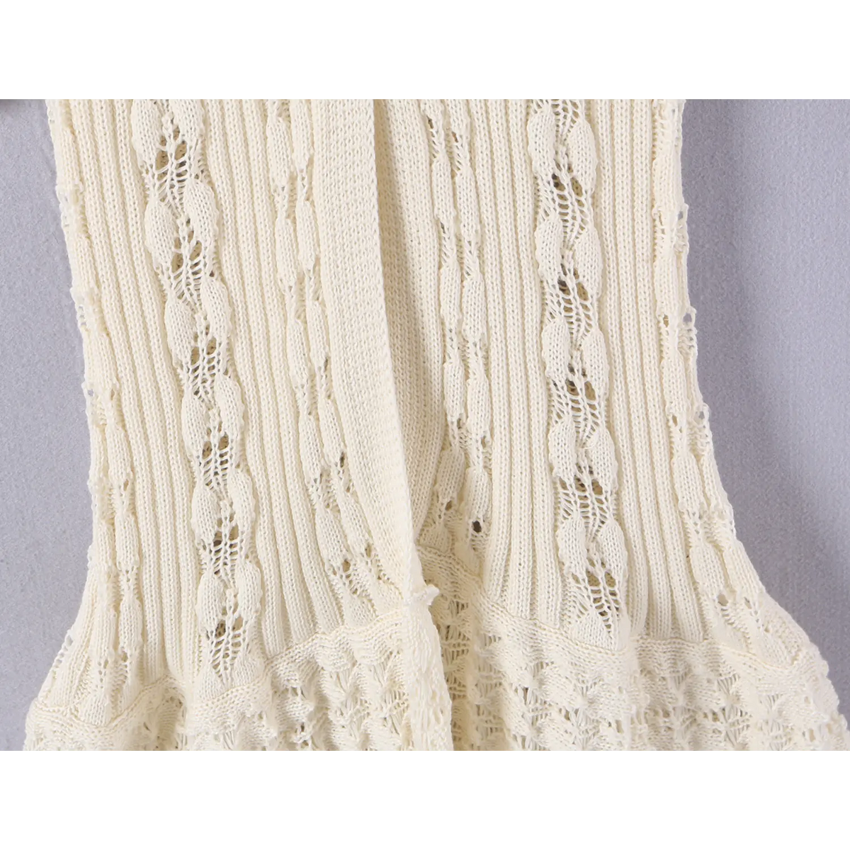Close-up of pointelle knit texture