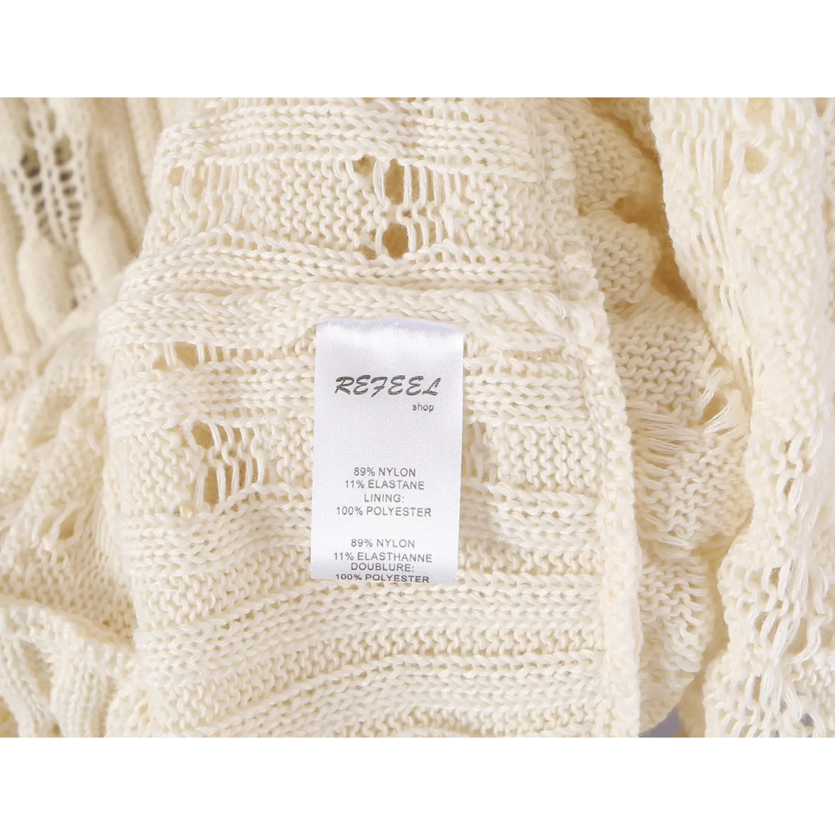 Close-up of fabric care label