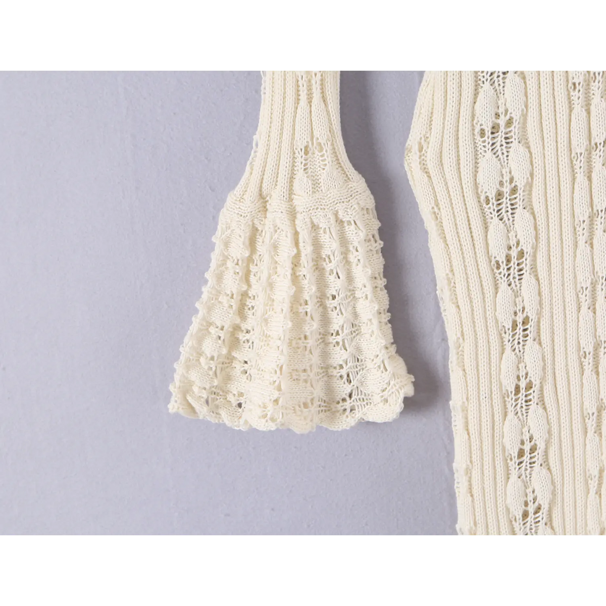 Close-up of bell sleeve cuff