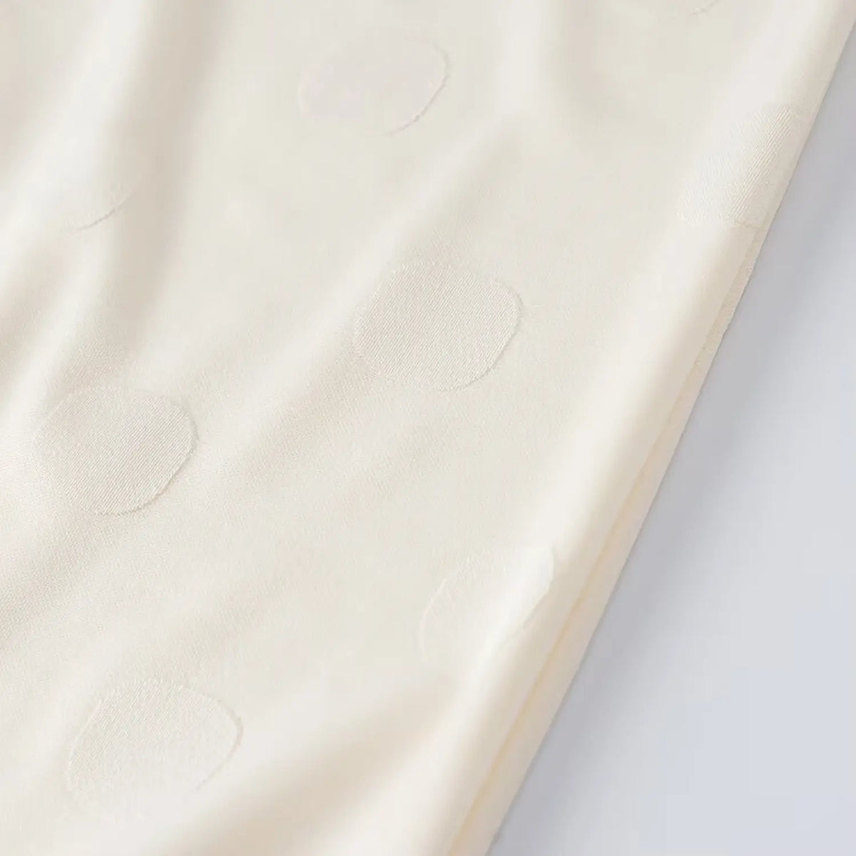 Close-up of satin fabric and dot jacquard texture