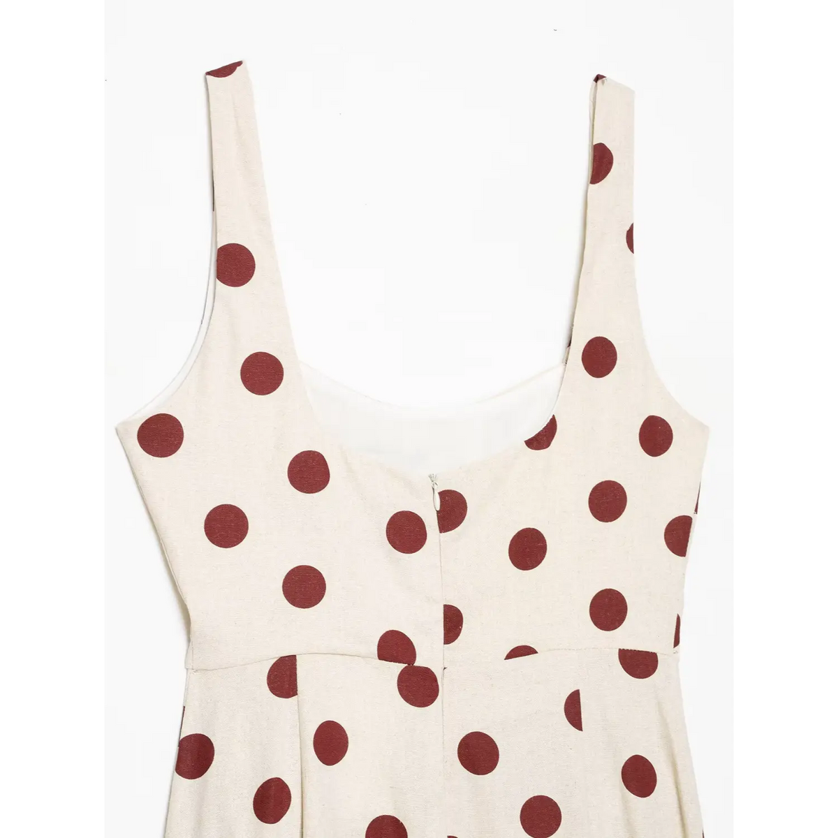 Partial back view showing zipper and upper back neckline
