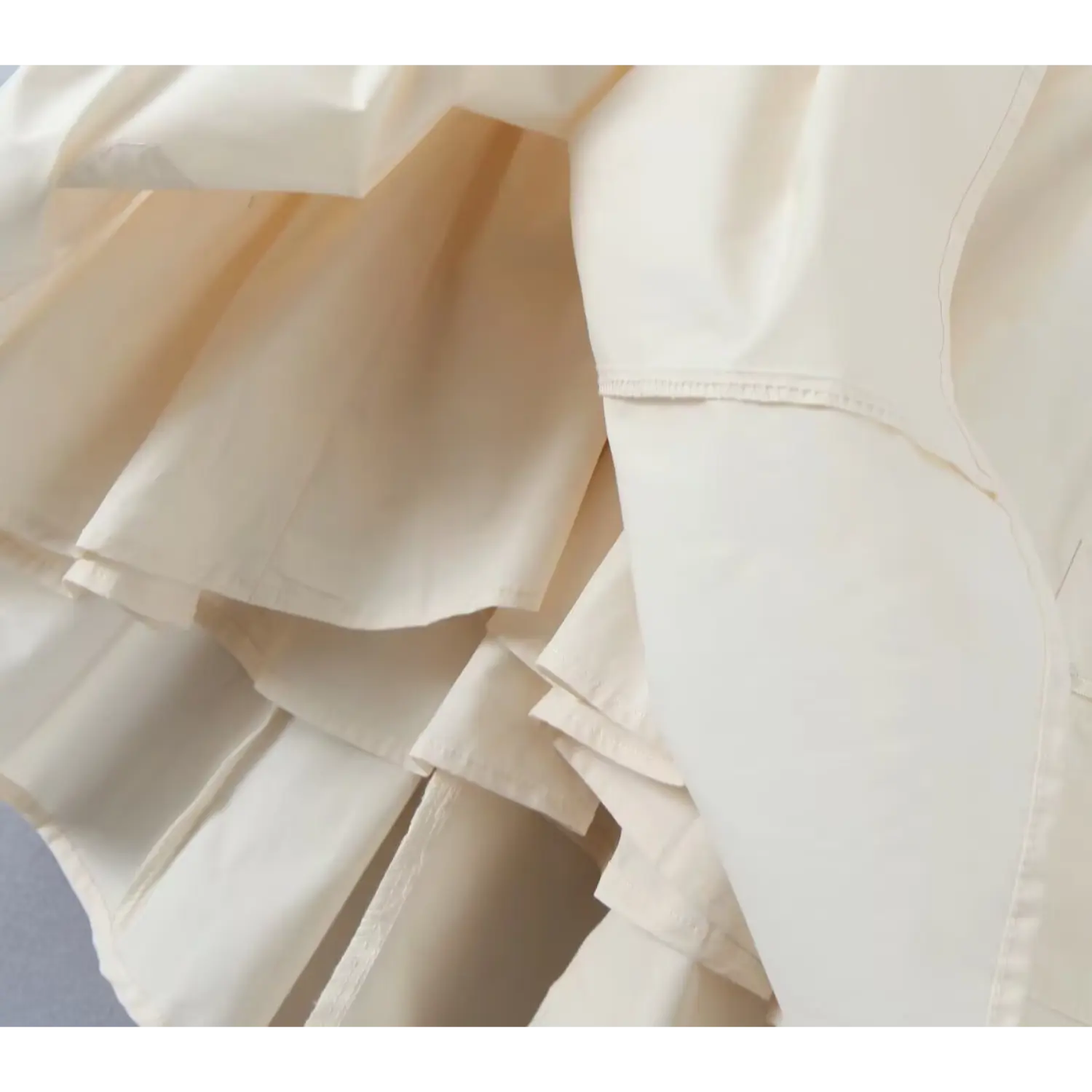 Detailed shot of inner skirt lining and garment stitching construction