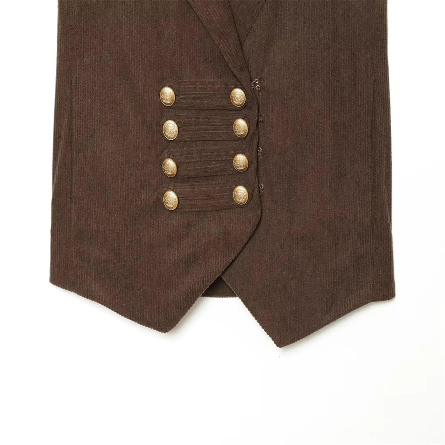 Pointed hem detail dark brown halter corduroy waistcoat