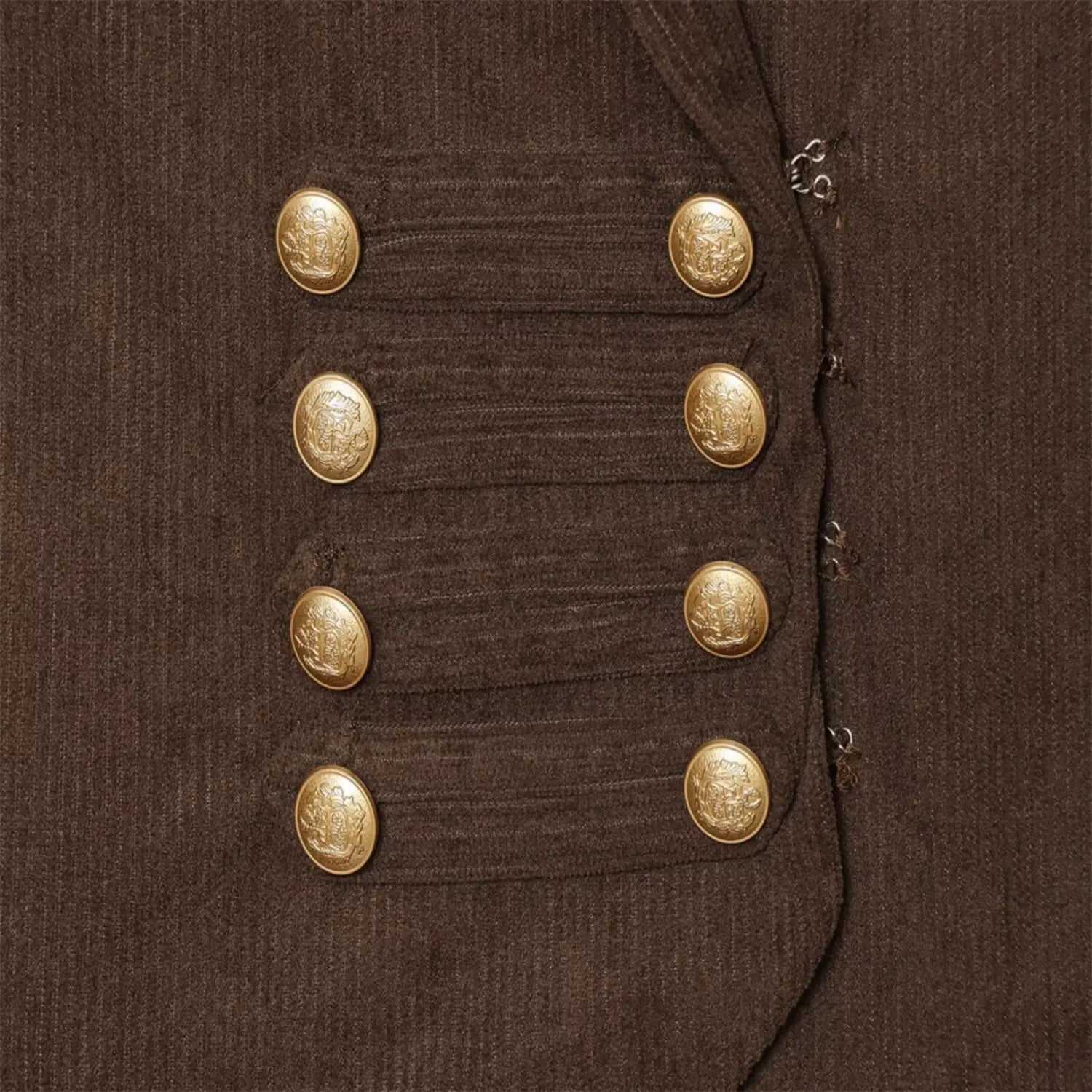Embossed gold double buttons detail dark brown halter vest