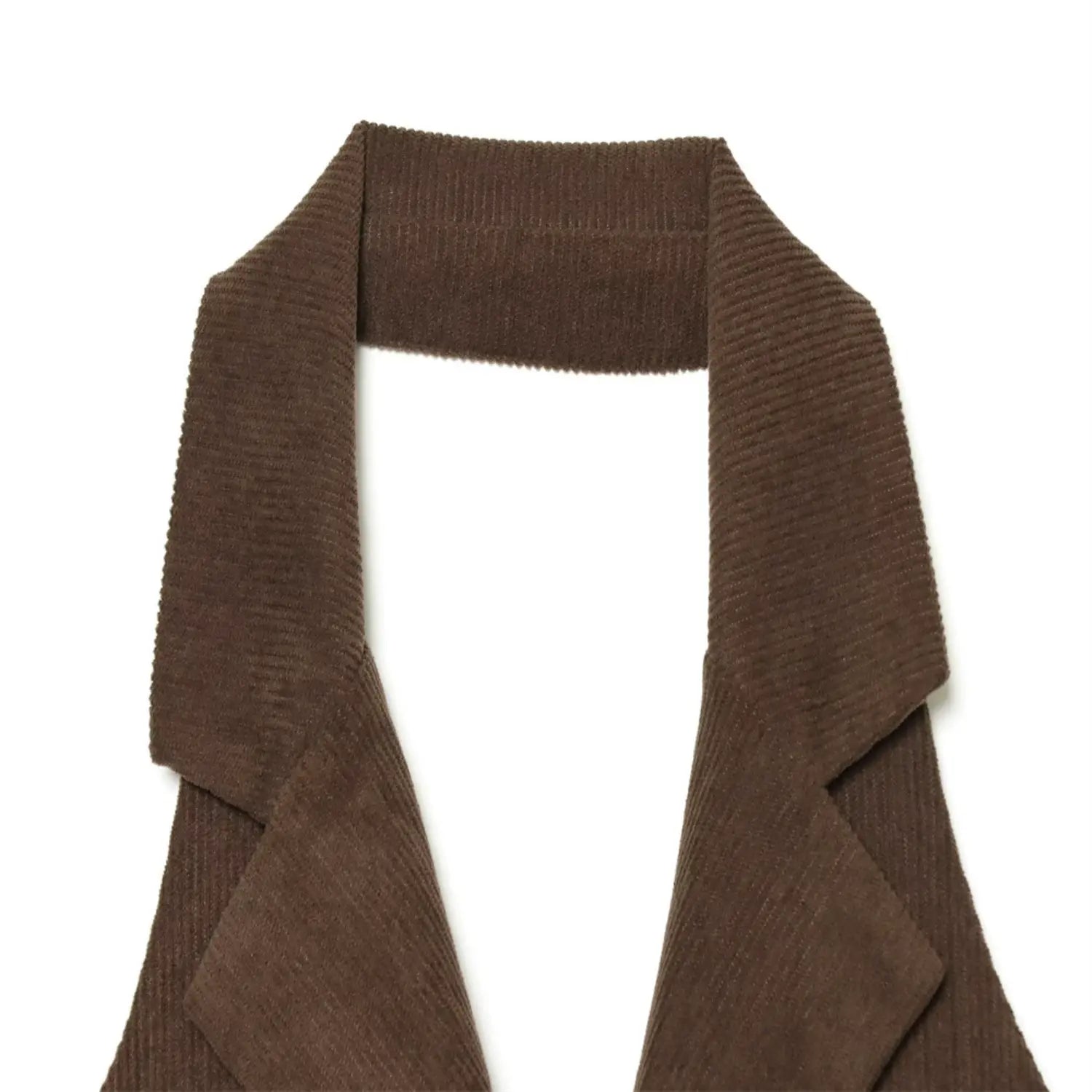 Halter neck stitching detail dark brown corduroy vest