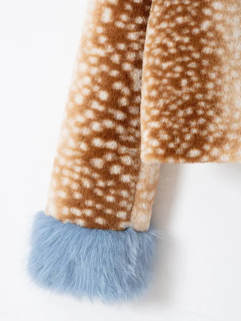 Close-up of light blue fur cuff trim