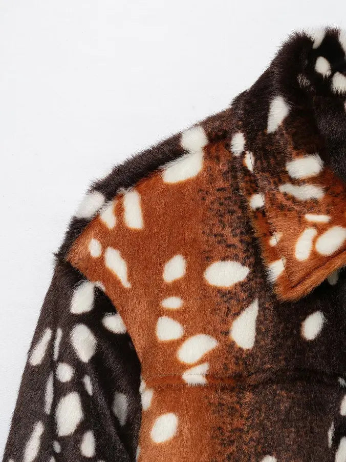 Close-up of collar and deer spot print fur texture