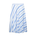 Front flat lay of diagonal stripe bias cut A-line midi skirt