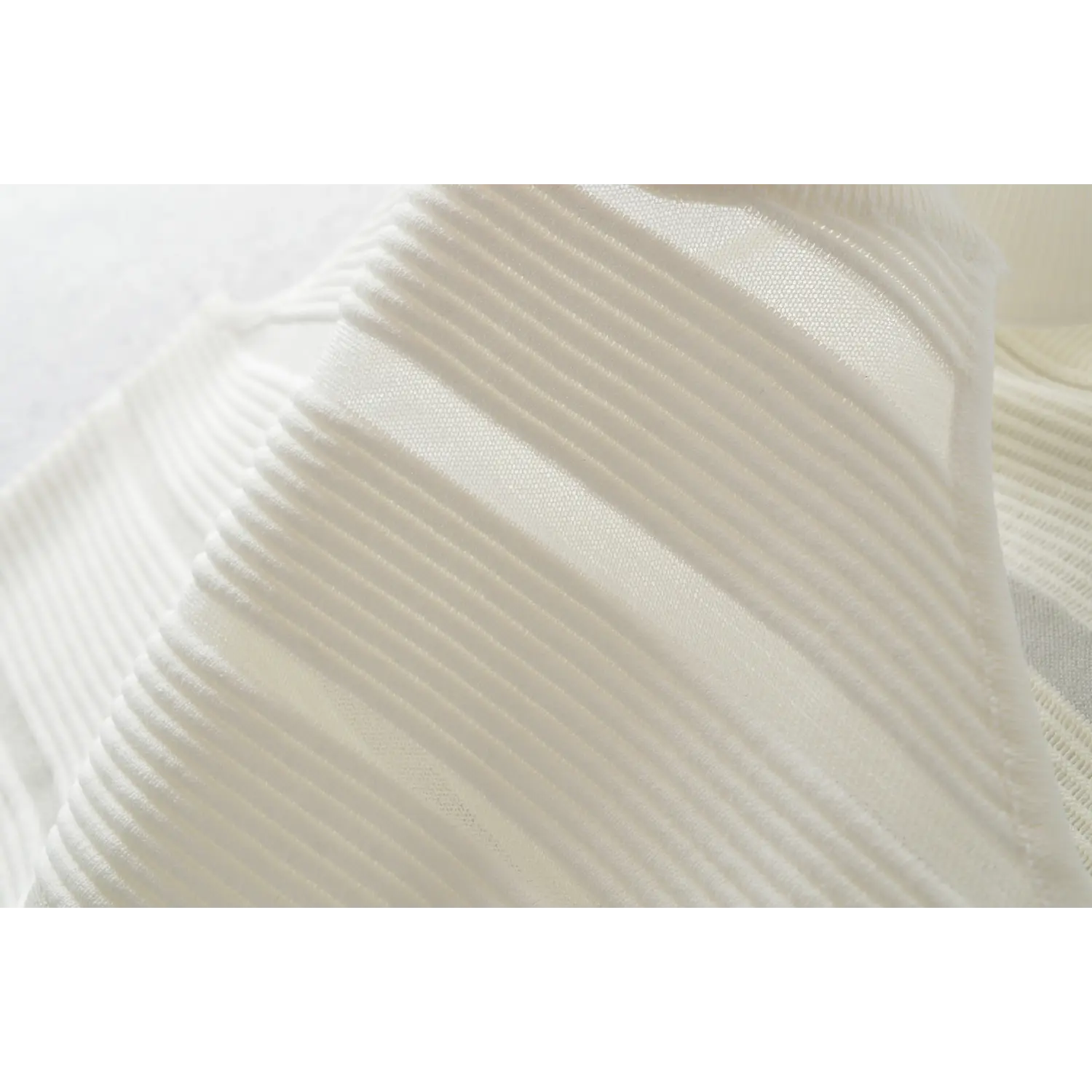 Dress body horizontal sheer stripe knit macro shot, solid & mesh alternating rib stretch knit lightweight breathable fabric shot