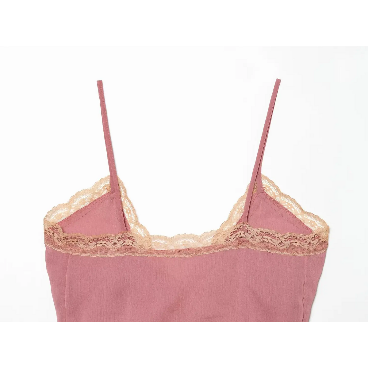 Close-up of back neckline lace trim