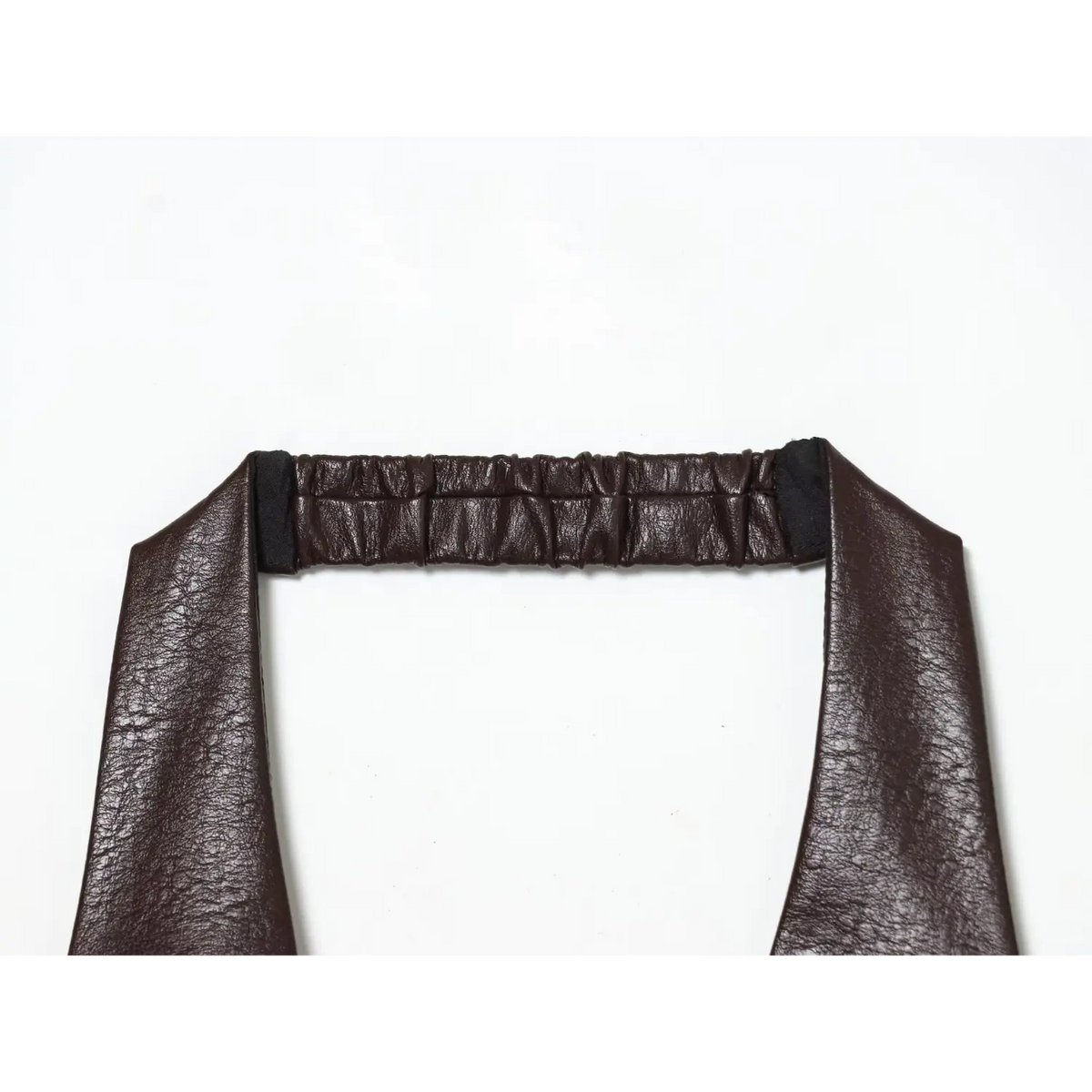 Close-up of brown back neck elastic shirring
