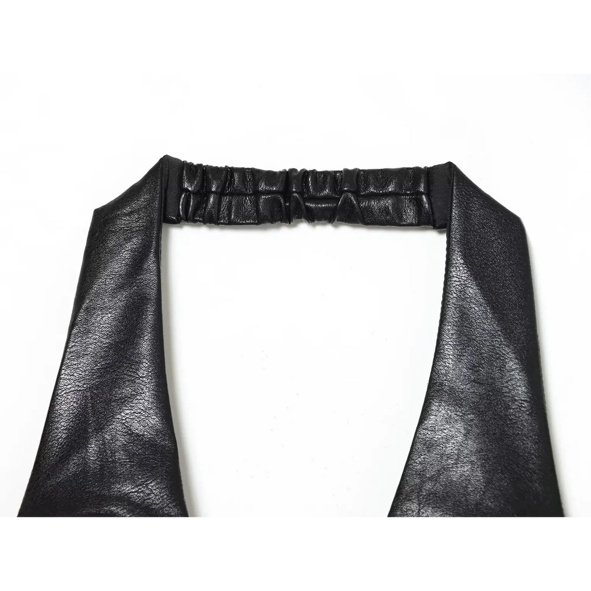 Close-up of black back neck elastic shirring