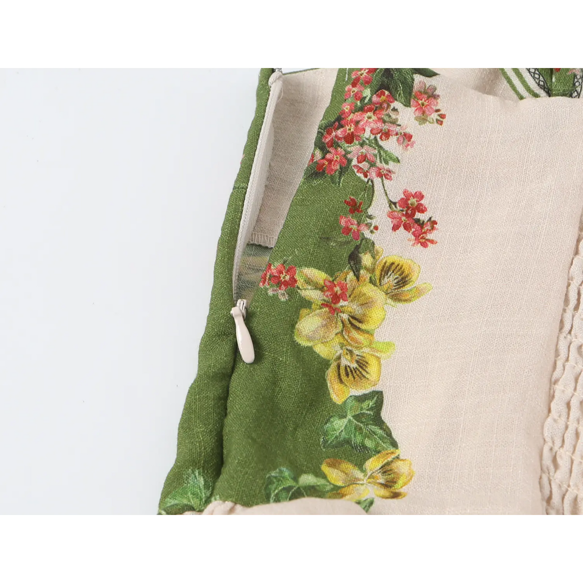 Close-up of side zip