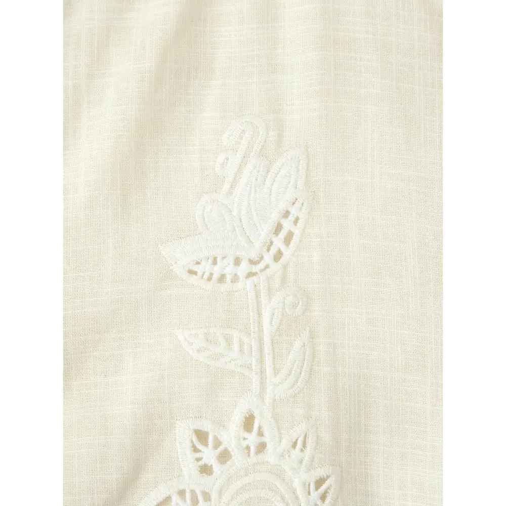 Close-up of floral cutwork openwork detail