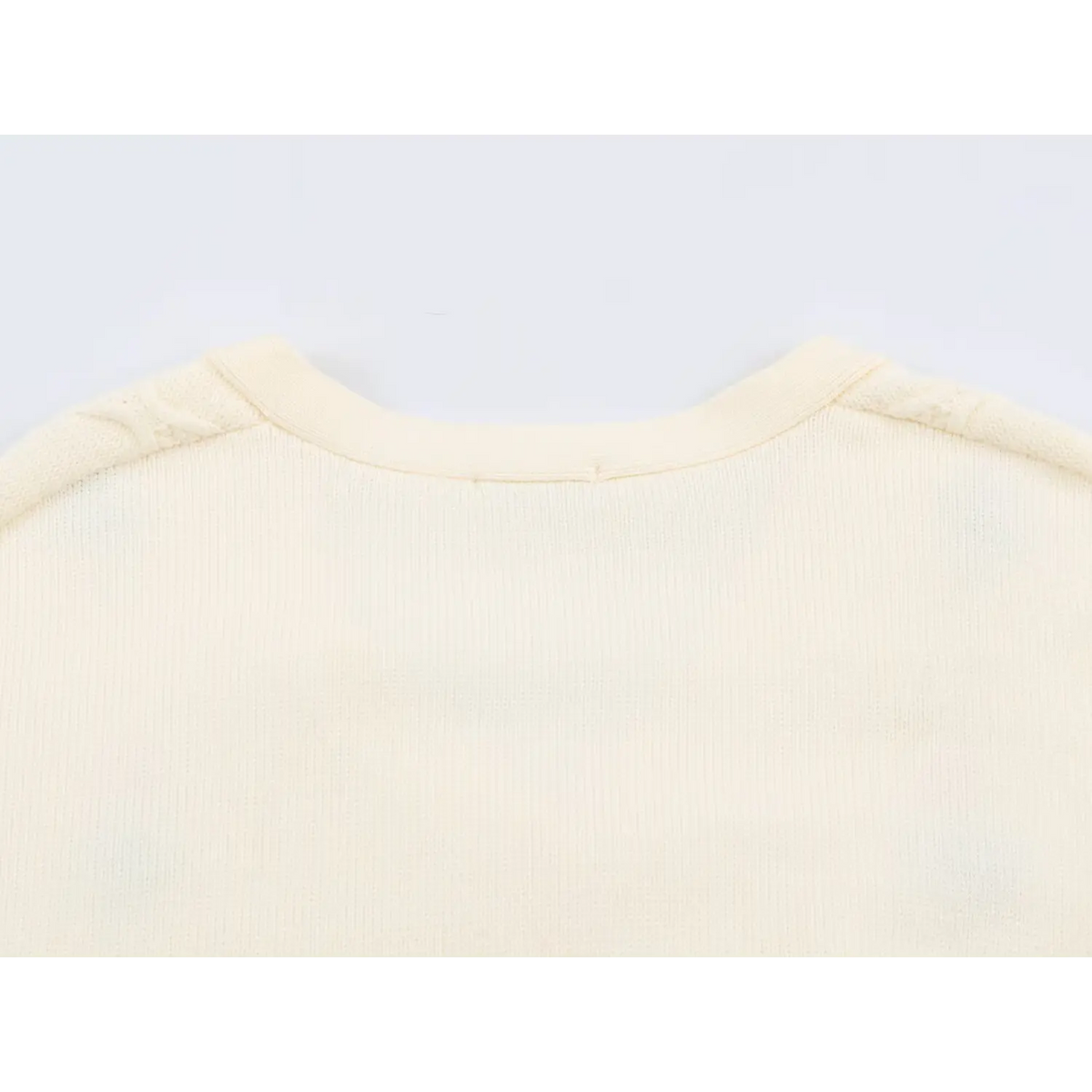 Close-up of back neck ribbed band