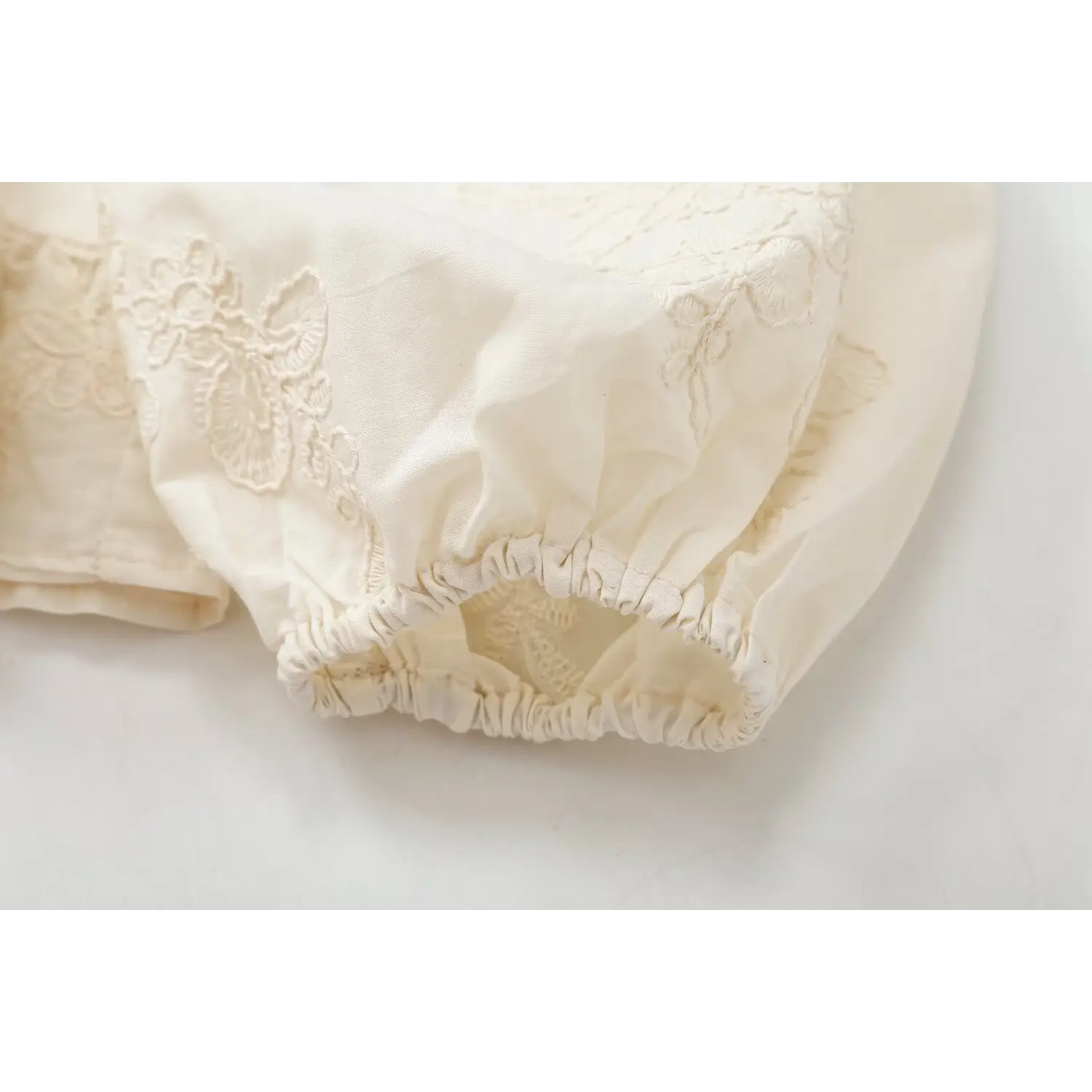 Close-up of elasticated gathered cuff