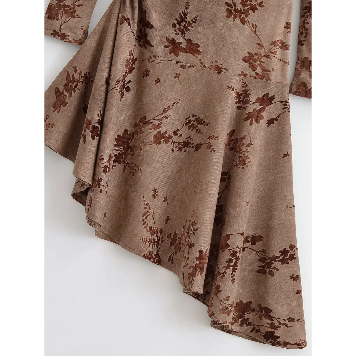Close-up of asymmetric ruffle hem