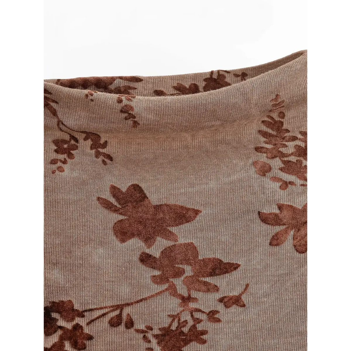 Close-up of ribbed mock neck