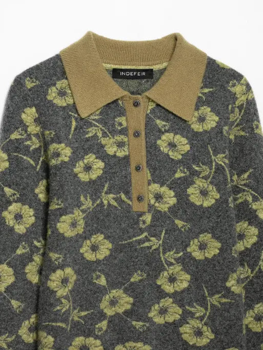 Close-up of polo collar and button placket