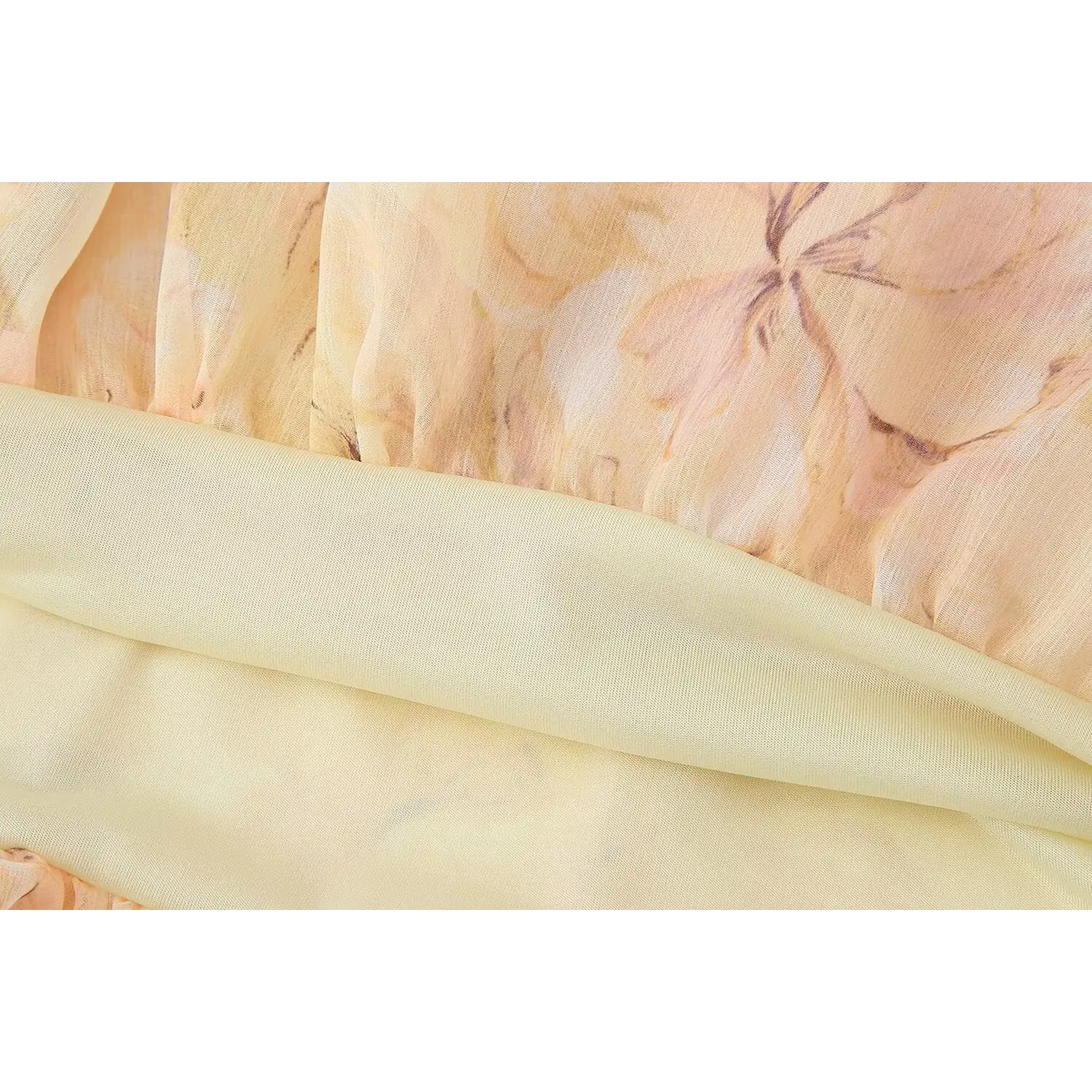 Close-up of lining and chiffon fabric