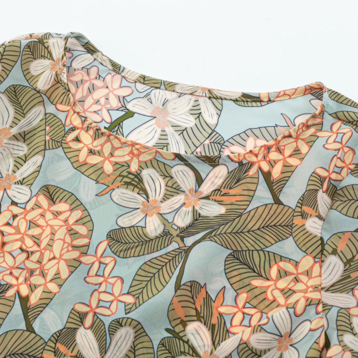 Close-up of round neckline