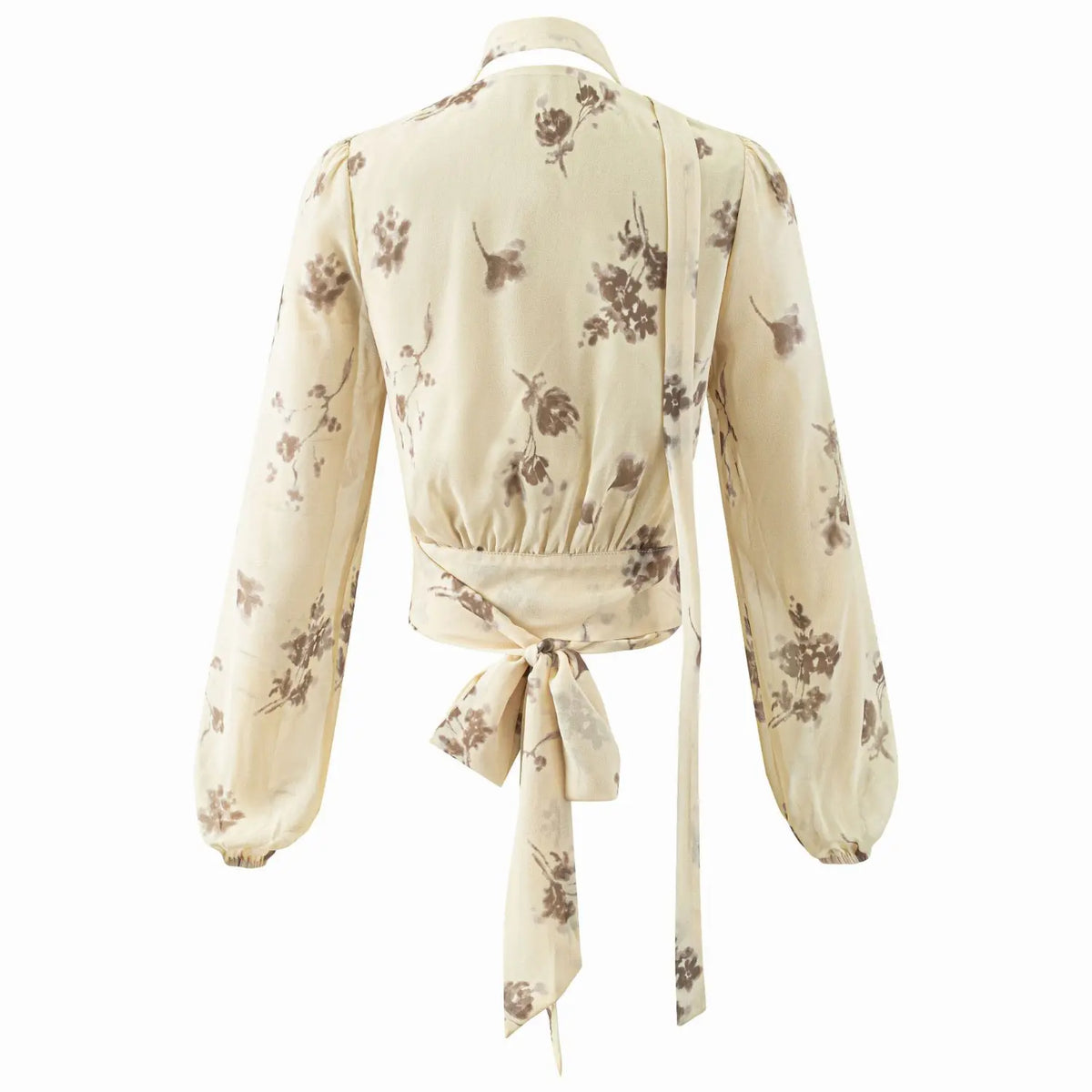 Back flat lay showing tie bow at waist