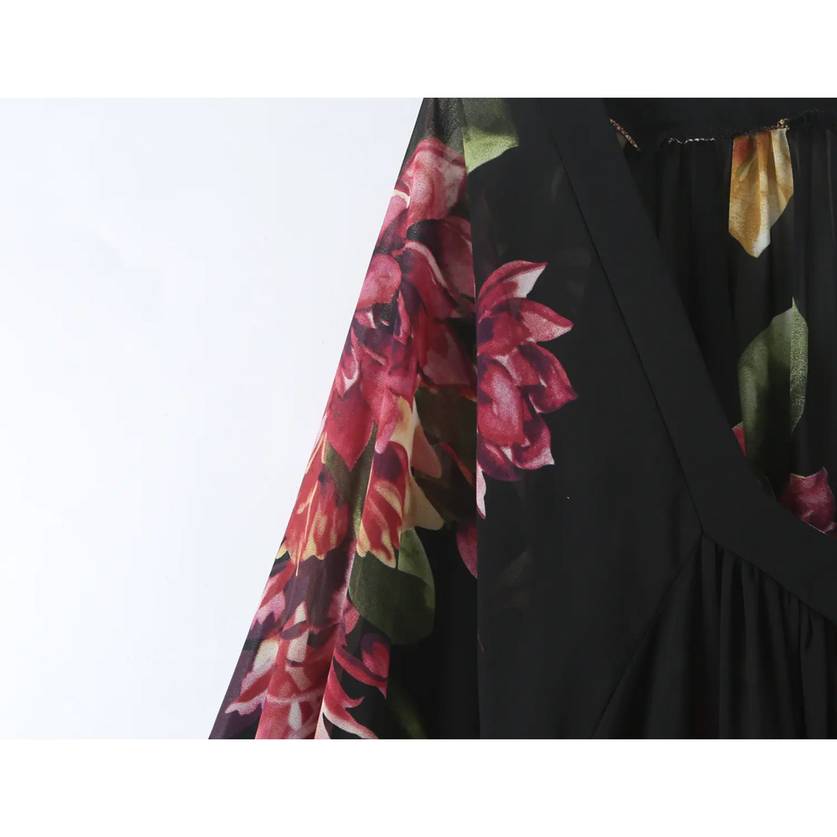 Close-up of shoulder and sheer balloon sleeve