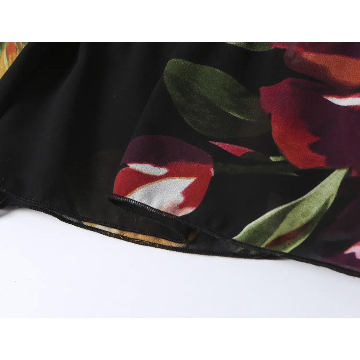Close-up of rolled hem stitching
