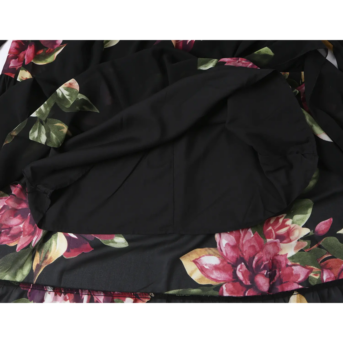 Close-up of black lining inside skirt