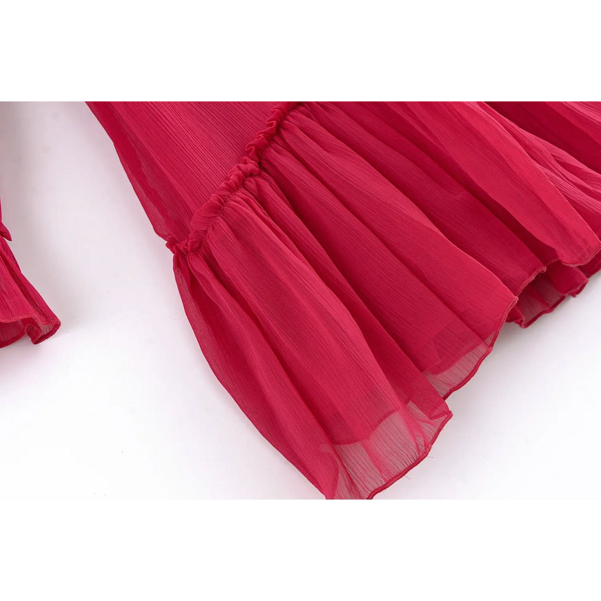 Close-up of ruffled skirt tier