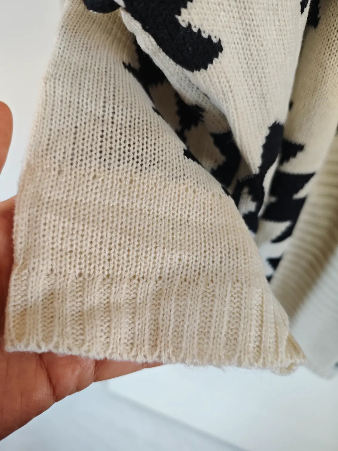 Close-up of ribbed knit cuff