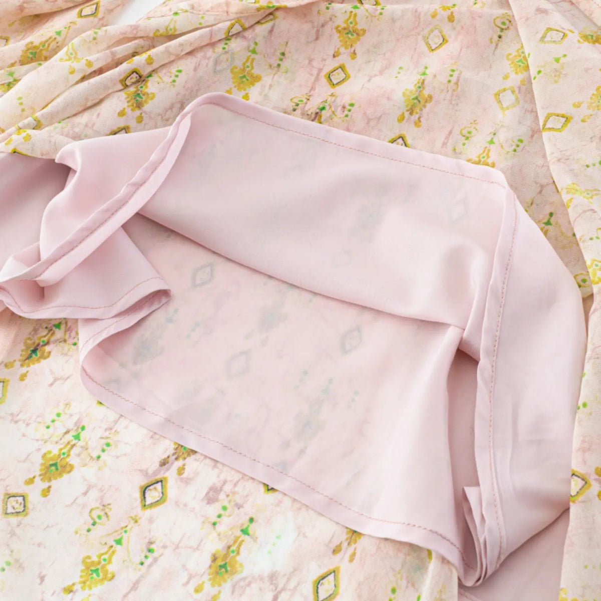 Close-up of pink lining fabric