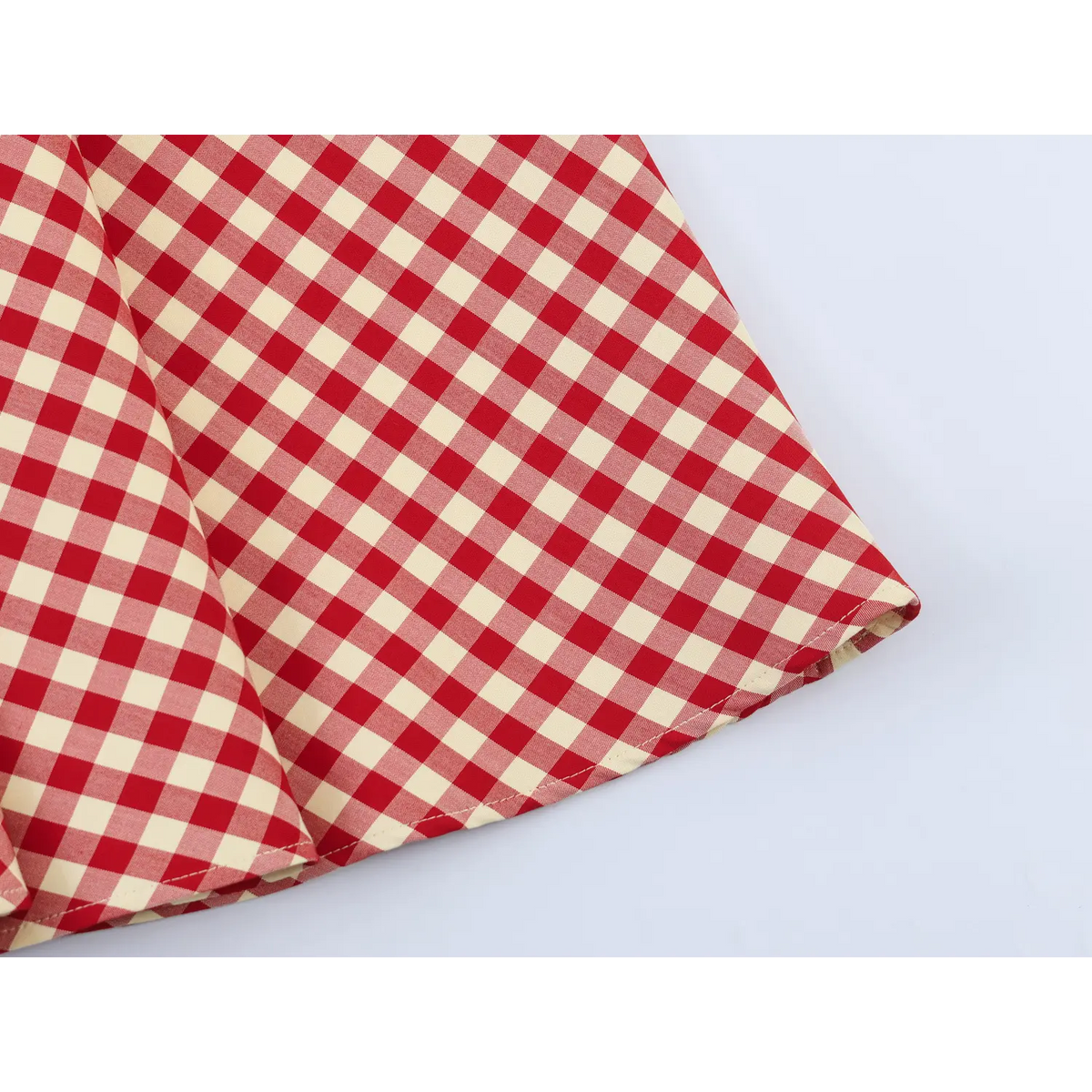 Close-up of stitched hem edge