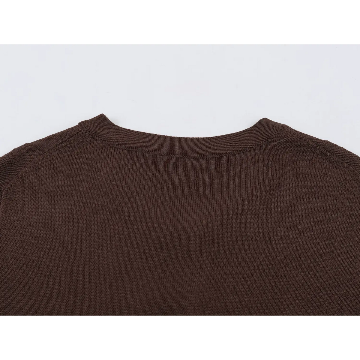 Close-up of brown back neckline