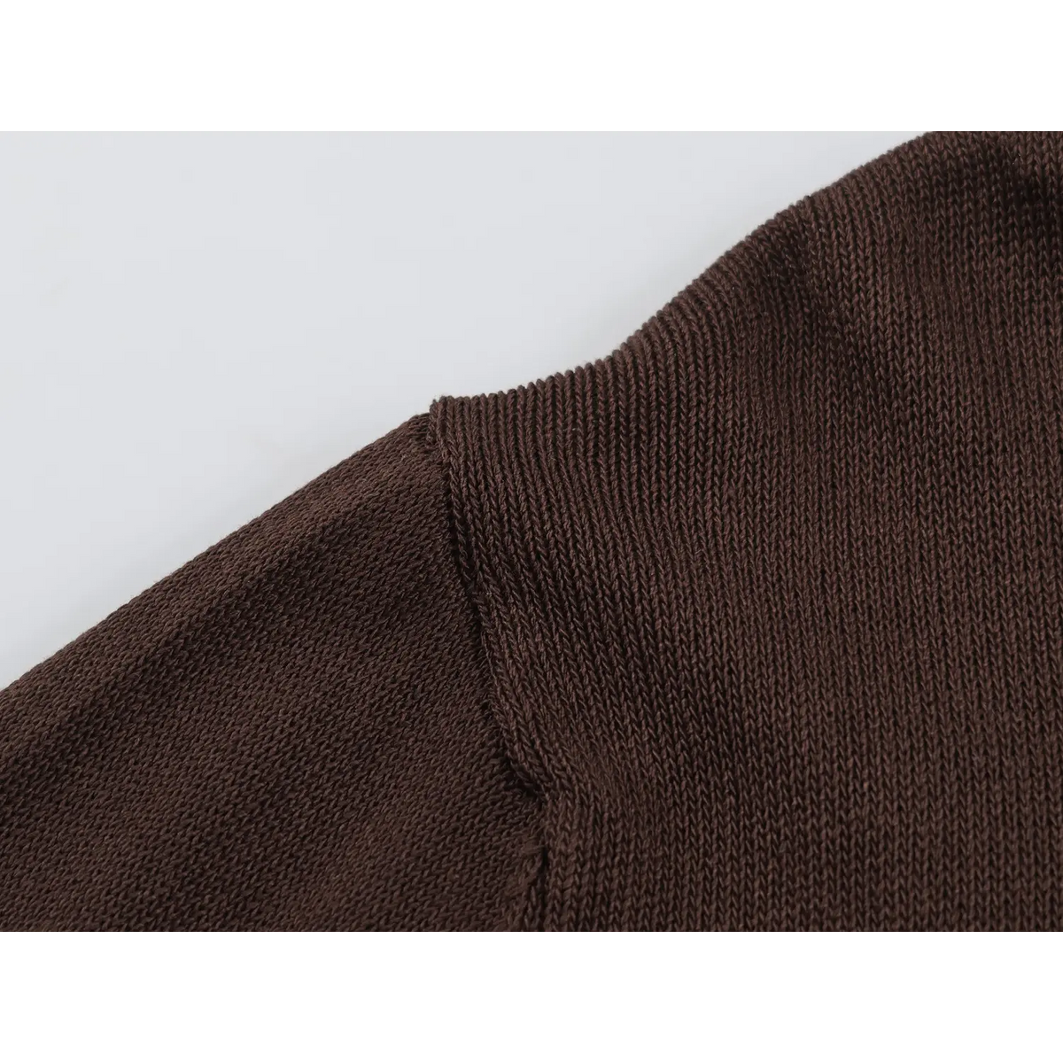 Close-up of brown shoulder seam