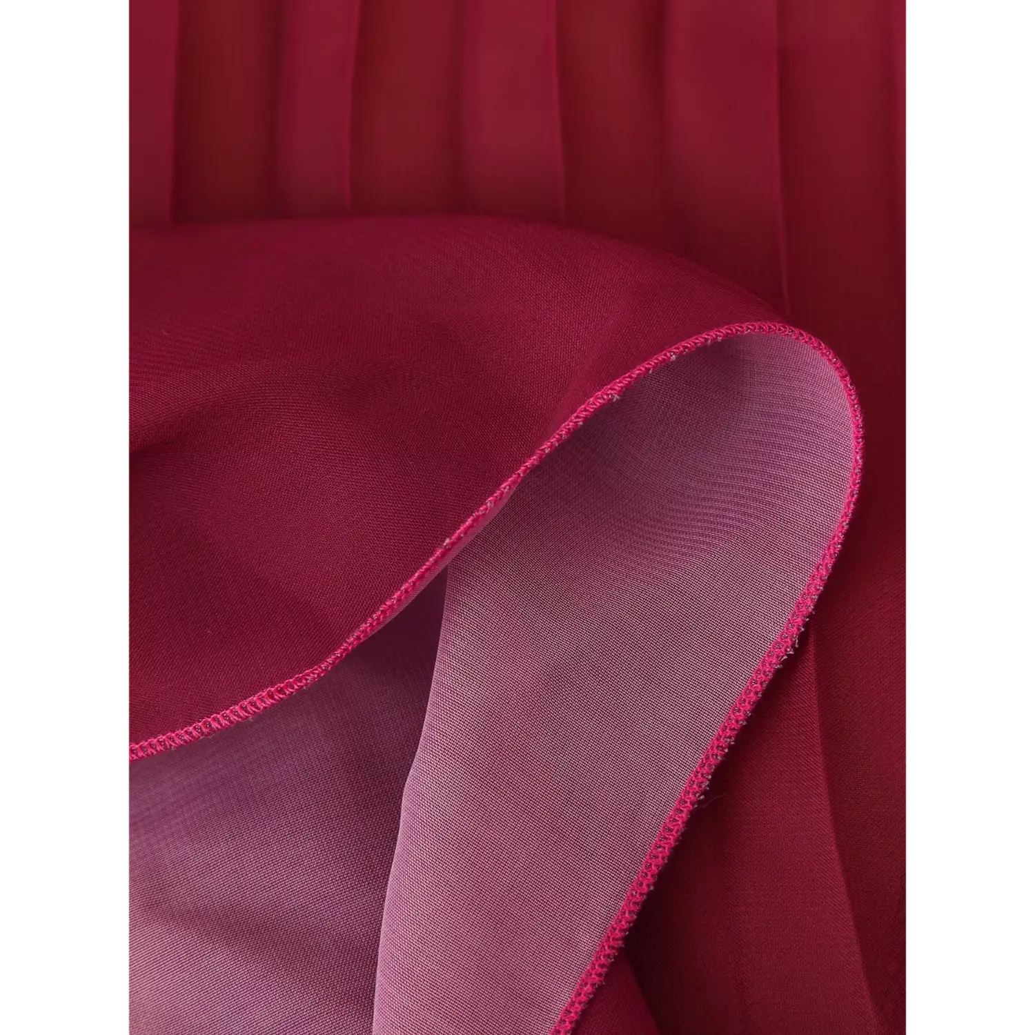 Deep red gradient skirt fabric detail, lightweight chiffon long cami dress