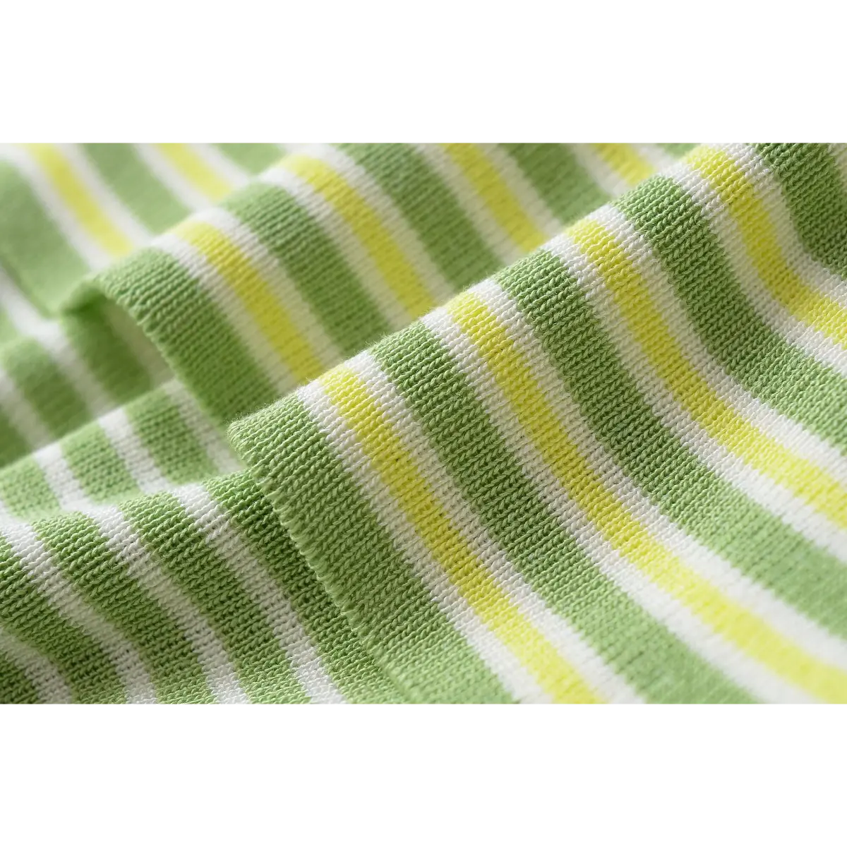 Folded closeup of three tone vertical rib knit fabric