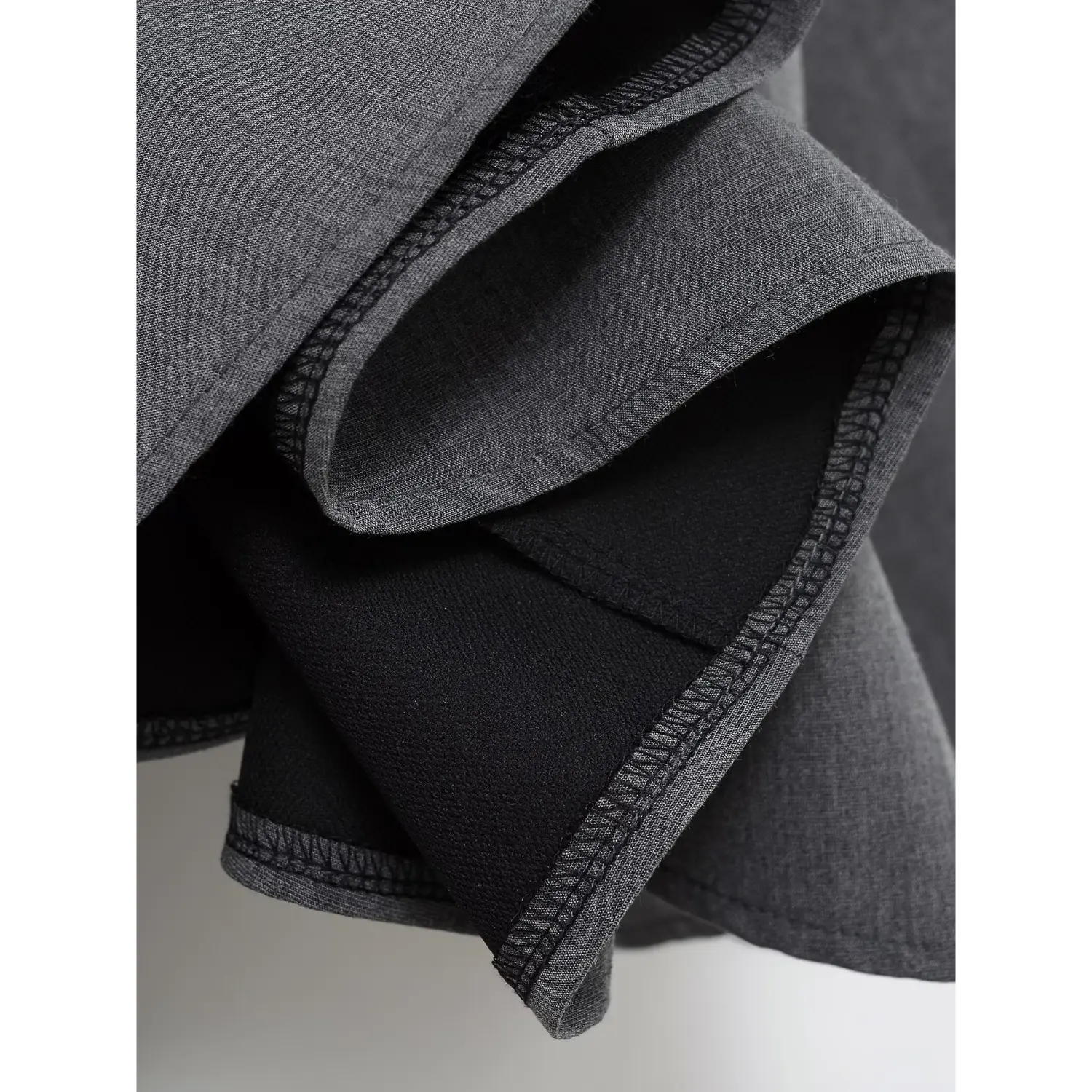 Grey Bow Strap Swing Mini Dress, Built-in Shorts Lining Stitching Close-up | Detail