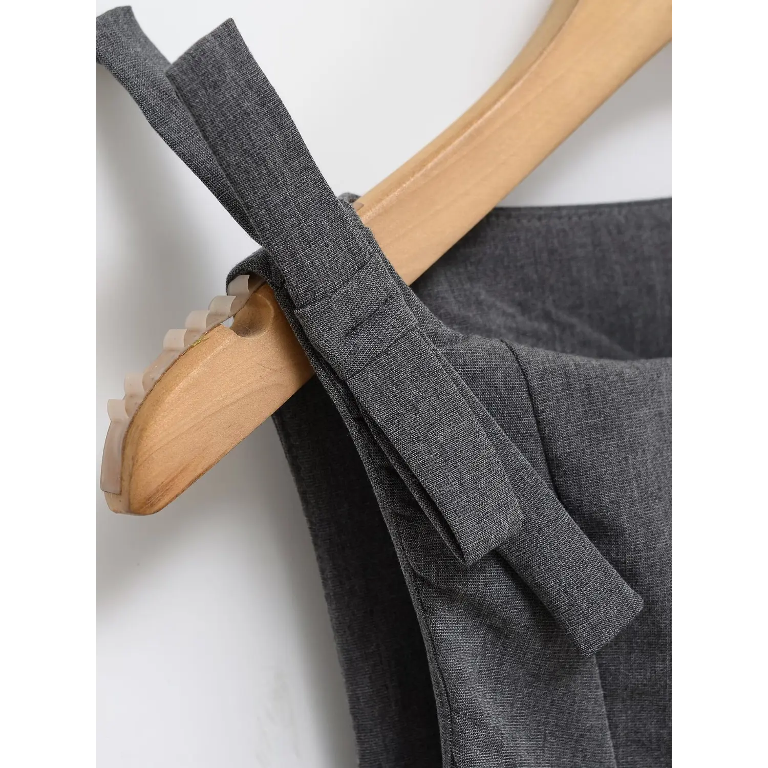 Grey Bow Strap Swing Mini Dress, Shoulder Bow Strap Detail Close-up | Detail