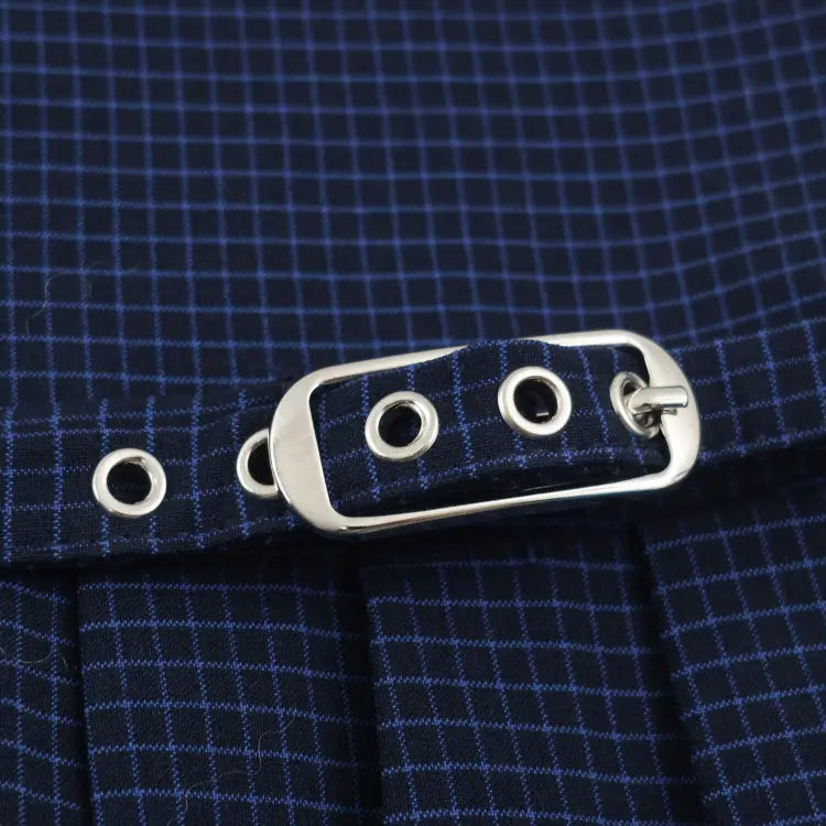 Macro close-up of silver belt buckle
