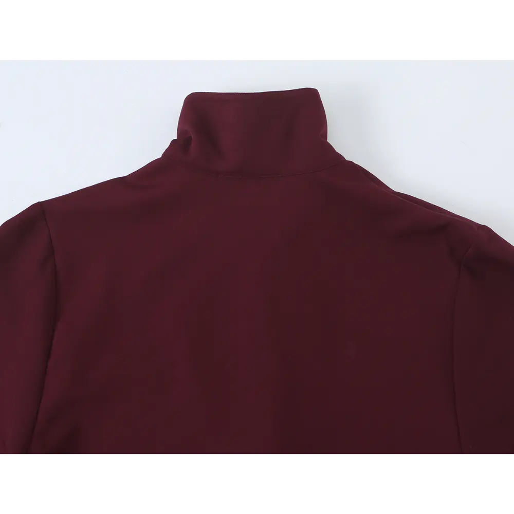 Close-up of back stand collar and shoulder seam