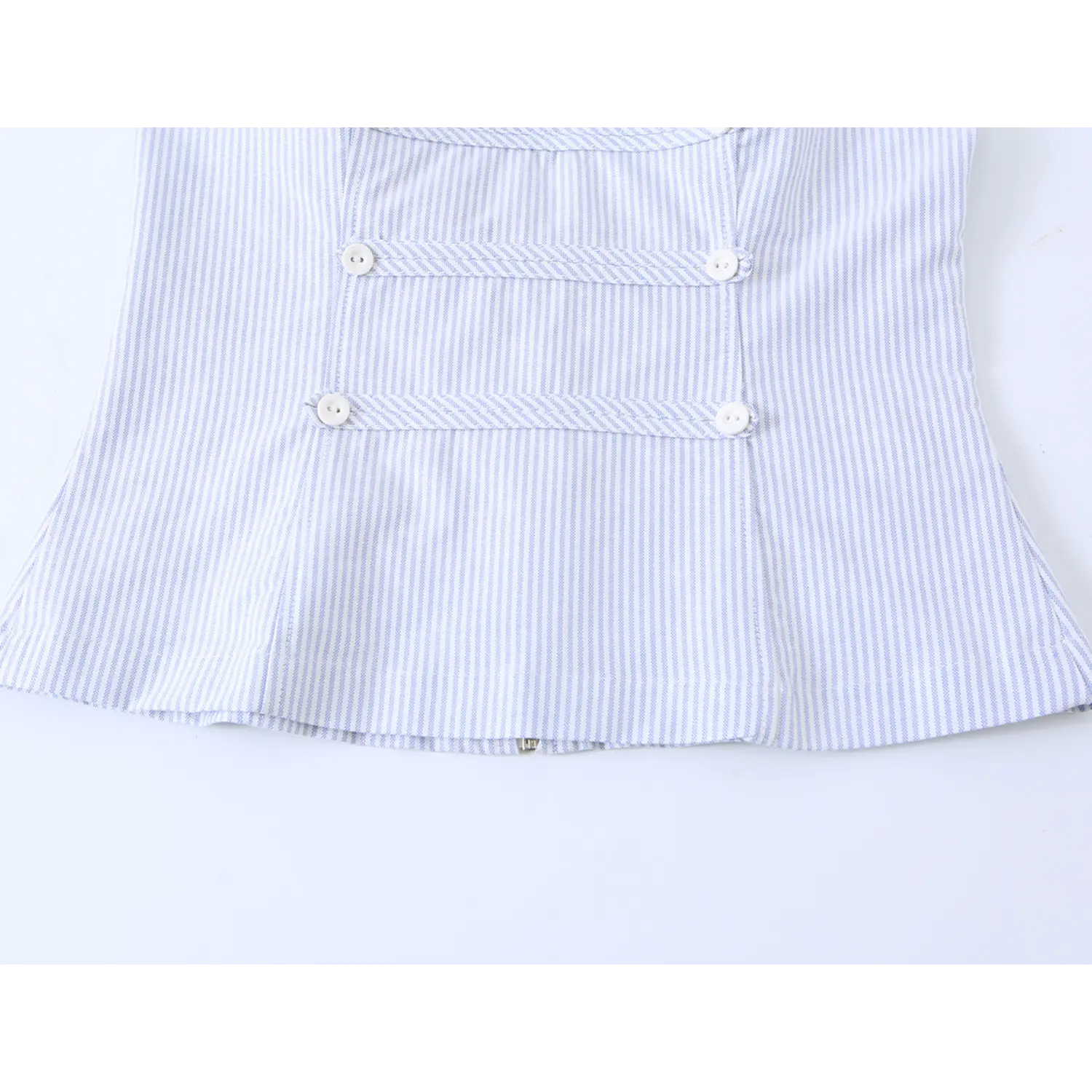 Lower back hem stitching, structured fitted striped halter vest top