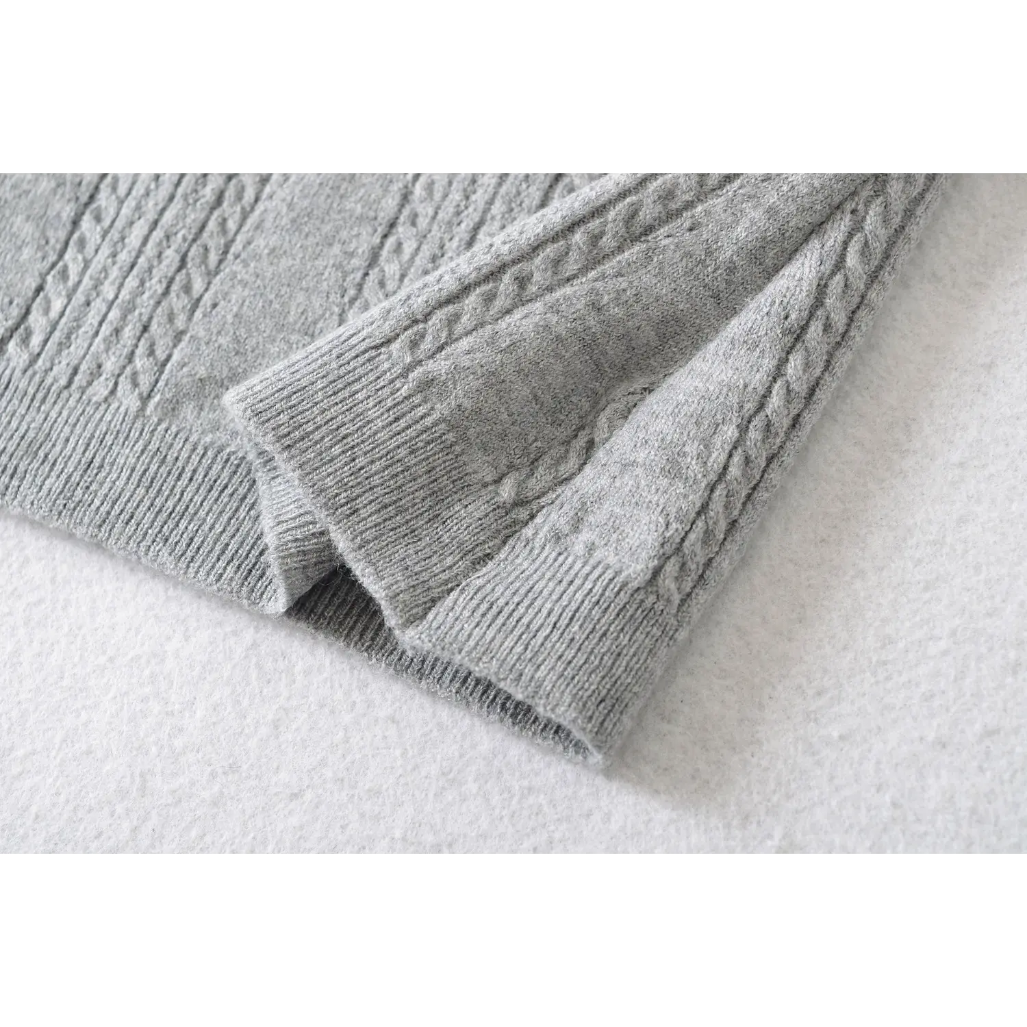 Macro fabric close up vertical cable twist hollow out knit texture soft thin stretch jersey knit top