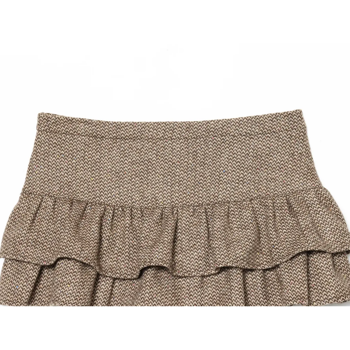 Close-up of waistband and ruffle skirt