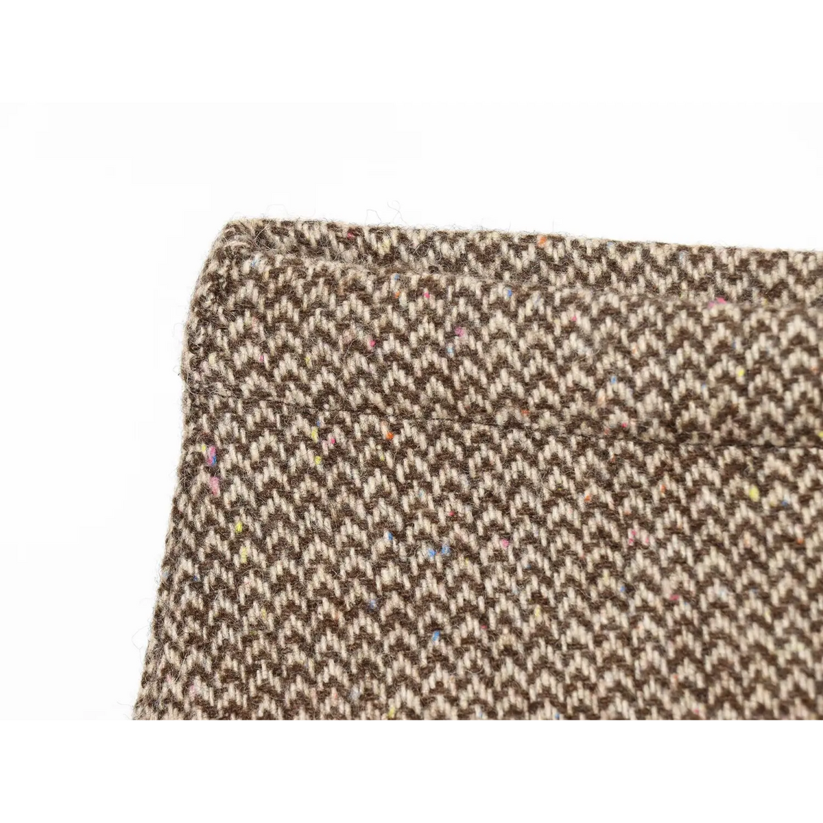 Close-up of herringbone tweed fabric texture
