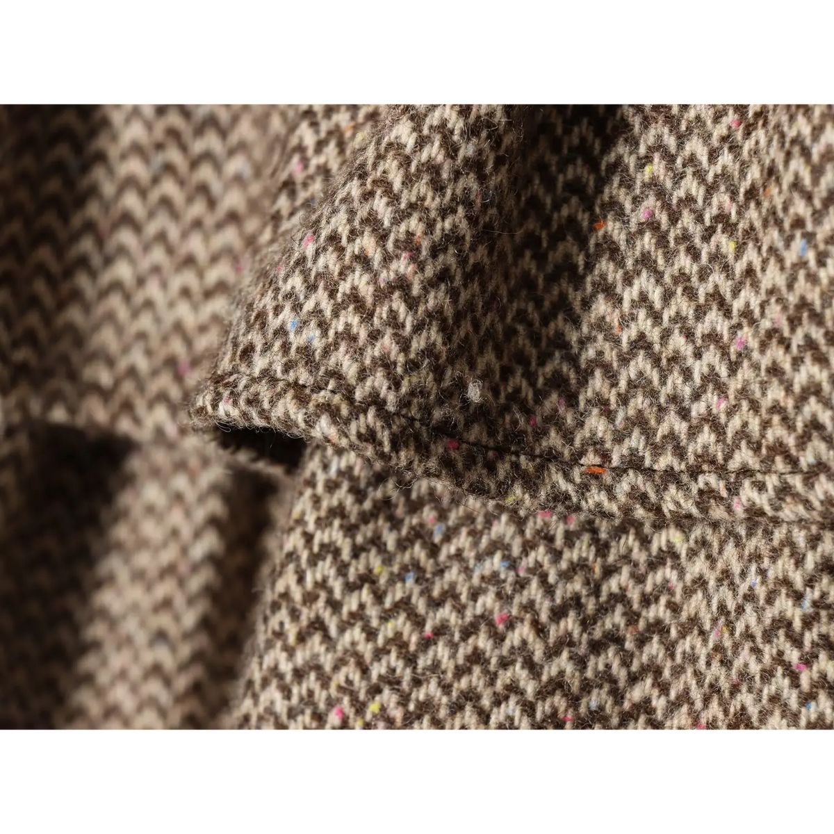 Close-up of herringbone tweed weave